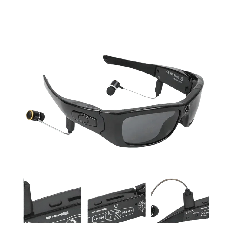 Black Camcorder Glasses Camera with Headphones. HD 1080P Mini Camcorder Glasses - GiFTiFY