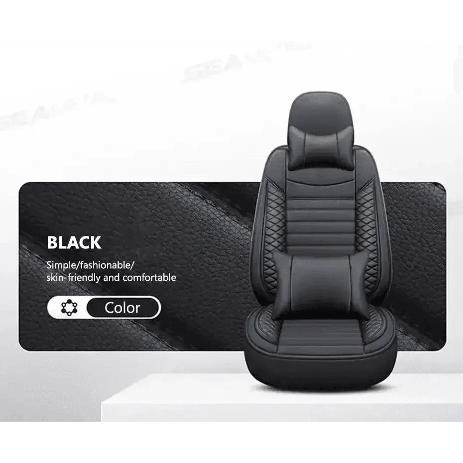 Black Leather Car Seat Covers Seametal Car Seat - GiFTiFY