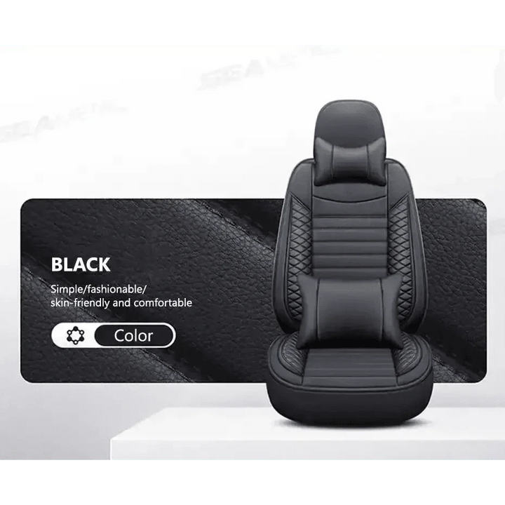 Black Leather Car Seat Covers Seametal Car Seat - GiFTiFY