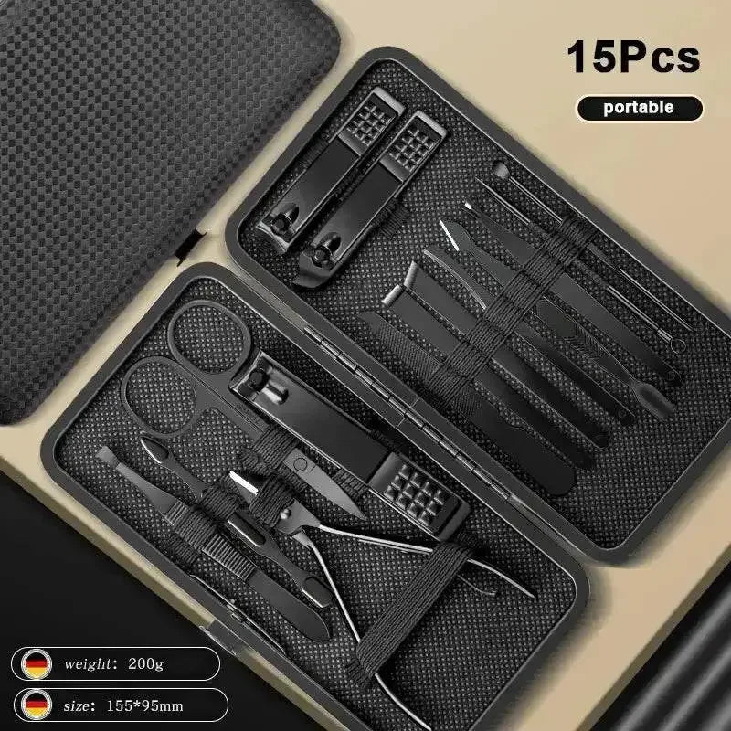 Black Manicure Nail Clipper Set Case Nail Clipper Set by Grimms Store
