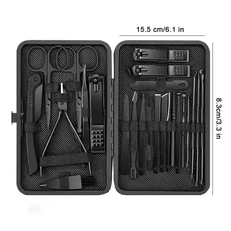 Black Manicure Nail Clipper Set Case Nail Clipper Set by Grimms Store
