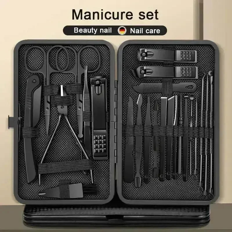 Black Manicure Nail Clipper Set Case Nail Clipper Set by Grimms Store