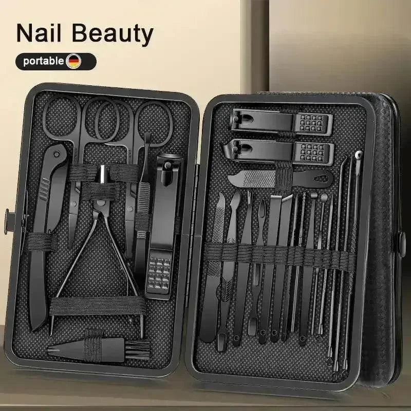 Black Manicure Nail Clipper Set Case Nail Clipper Set by Grimms Store