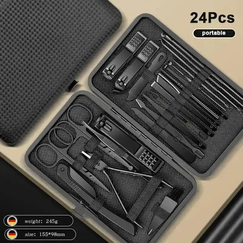Black Manicure Nail Clipper Set Case Nail Clipper Set by Grimms Store