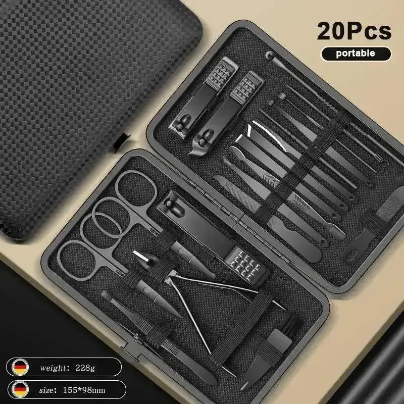 Black Manicure Nail Clipper Set Case Nail Clipper Set by Grimms Store