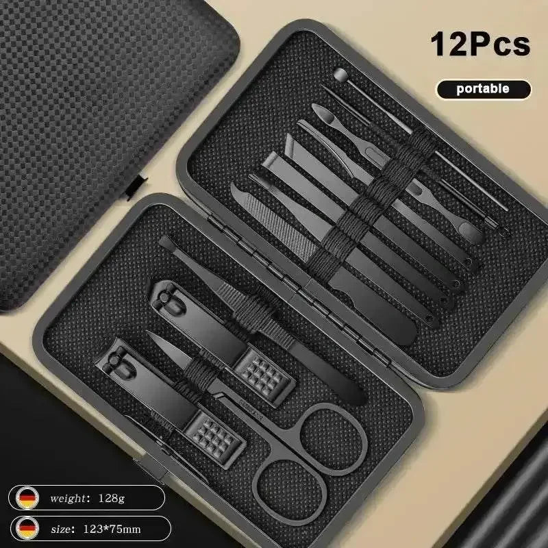 Black Manicure Nail Clipper Set Case Nail Clipper Set by Grimms Store