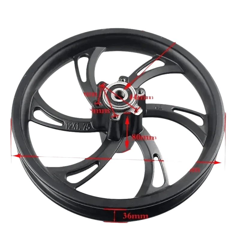 Black Motorcycle Wheel for Electric Scooters 12 Inch Rims by tian Store