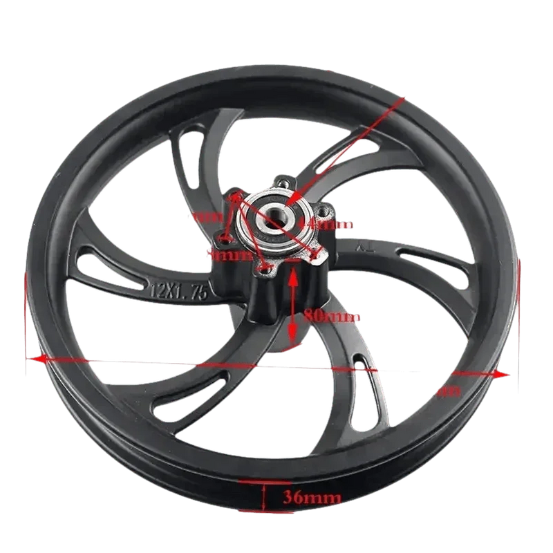 Black Motorcycle Wheel for Electric Scooters 12 Inch Rims by tian Store