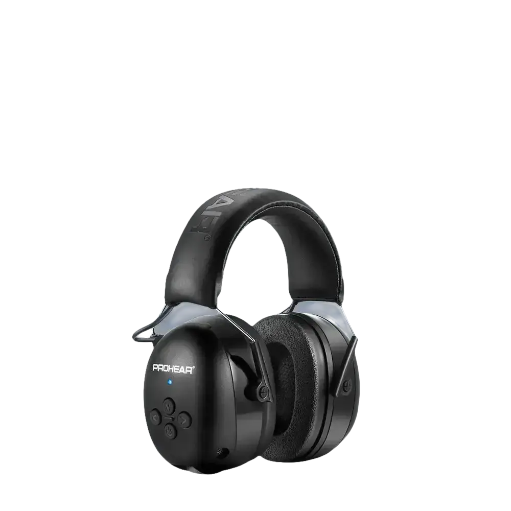 Black Bluetooth earmuffs.