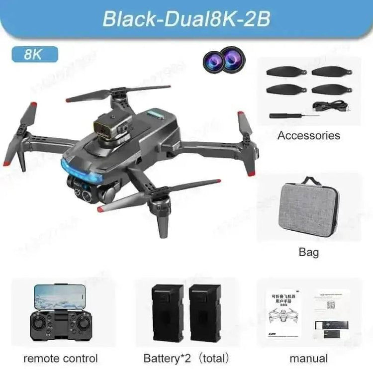 Black P15 Mini Drone Camera Obstacle Avoidance 4K Profesional - GiFTiFY