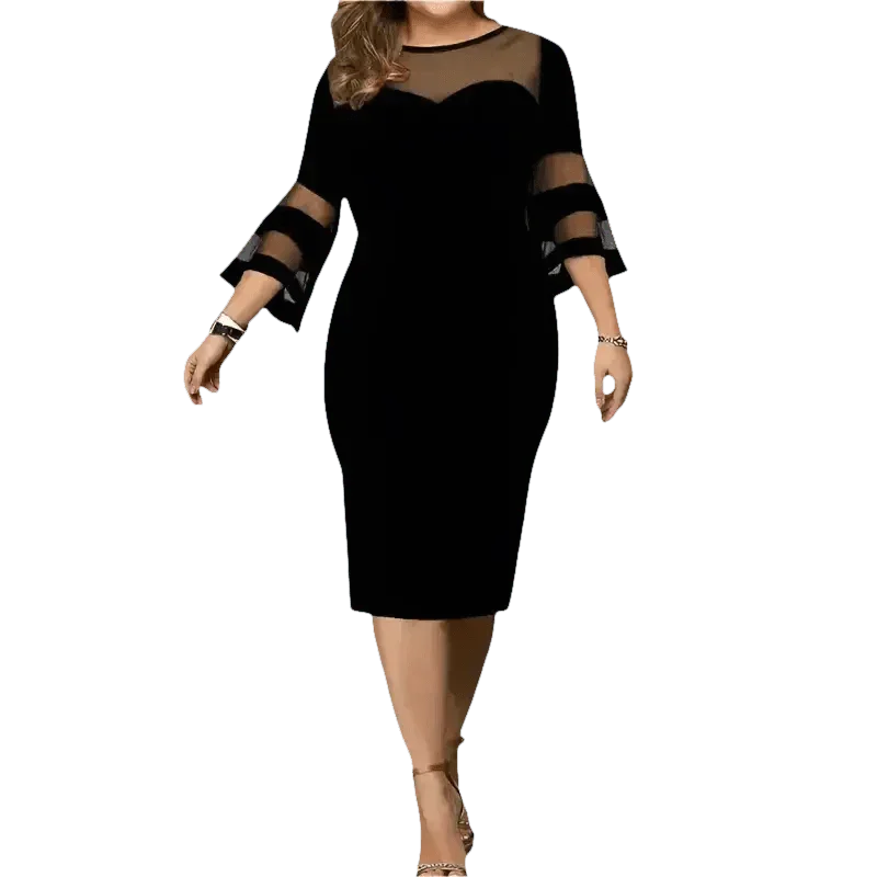 Black Mesh Plus Size Dress Elegant Fashion Collection - GiFTiFY
