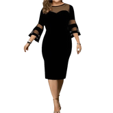 Black Mesh Plus Size Dress Elegant Fashion Collection - GiFTiFY