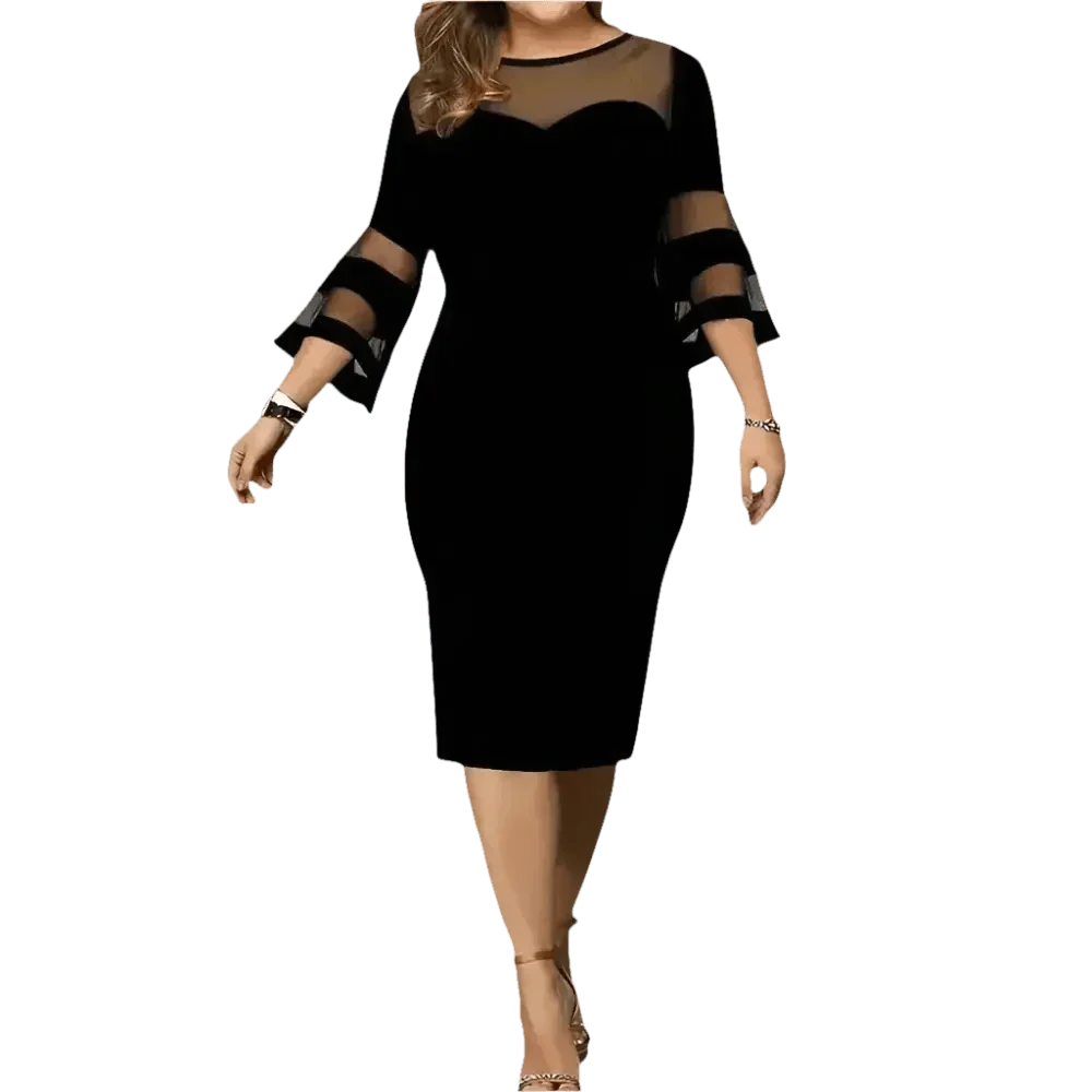 Black Mesh Plus Size Dress Elegant Fashion Collection - GiFTiFY