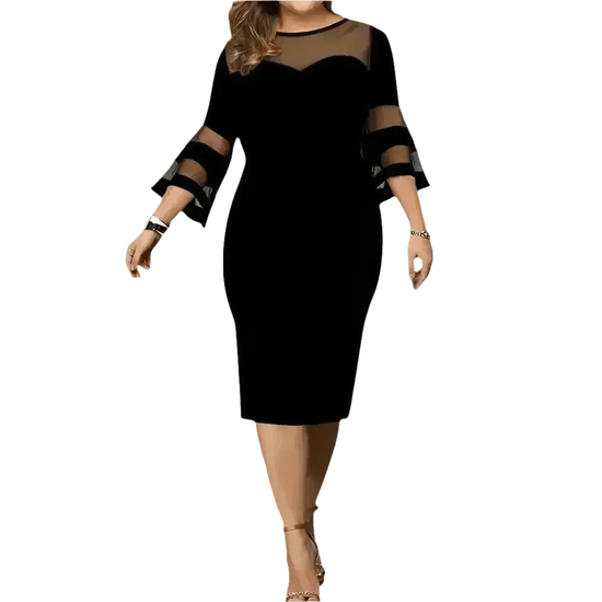 Black Mesh Plus Size Dress Elegant Fashion Collection - GiFTiFY
