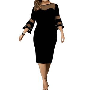 Black Mesh Plus Size Dress Elegant Fashion Collection - GiFTiFY
