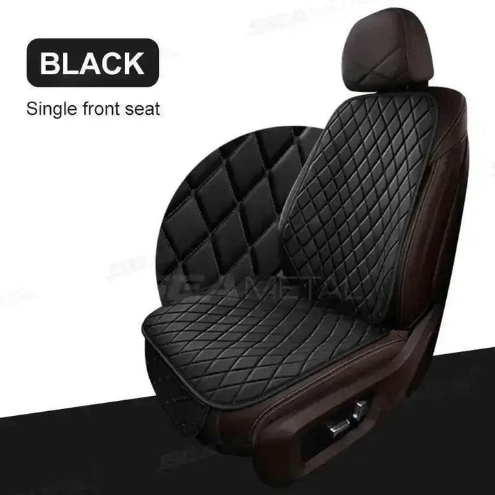 Black Quilted Leather Car Seat Covers - GiFTiFY
