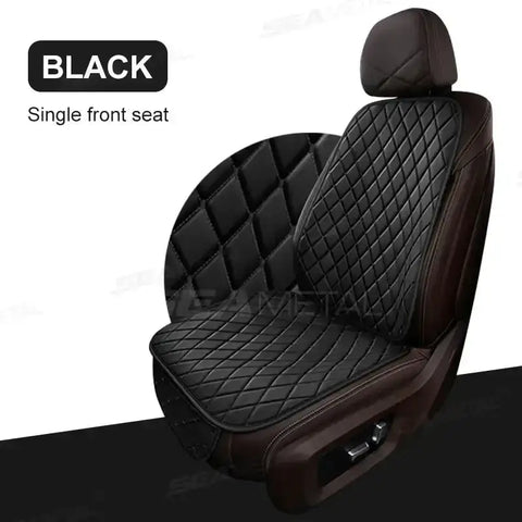 Black Quilted Leather Car Seat Covers - GiFiFY