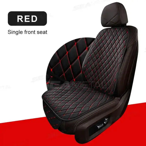 Black Quilted Leather Car Seat Covers - GiFiFY