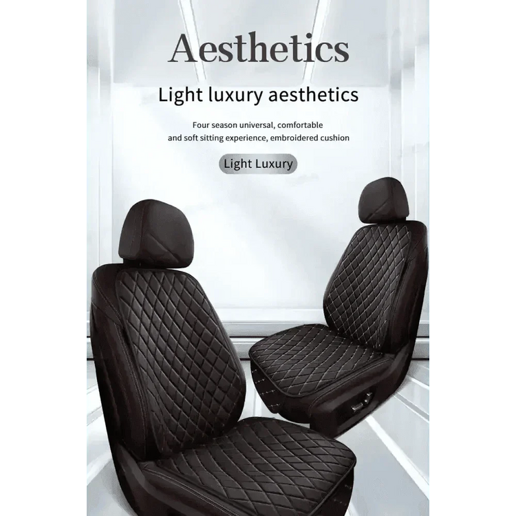 Black Quilted Leather Car Seat Covers - GiFTiFY
