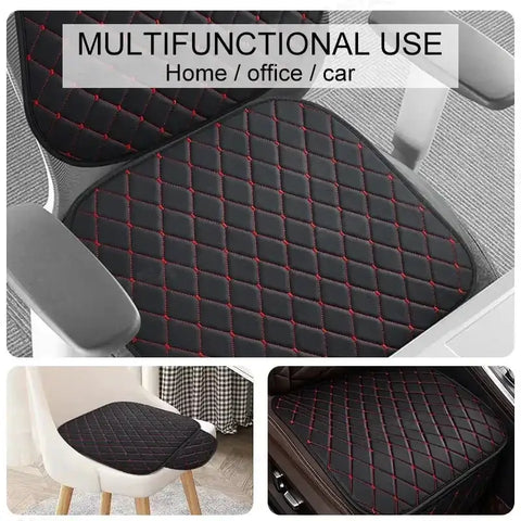 Black Quilted Leather Car Seat Covers - GiFiFY