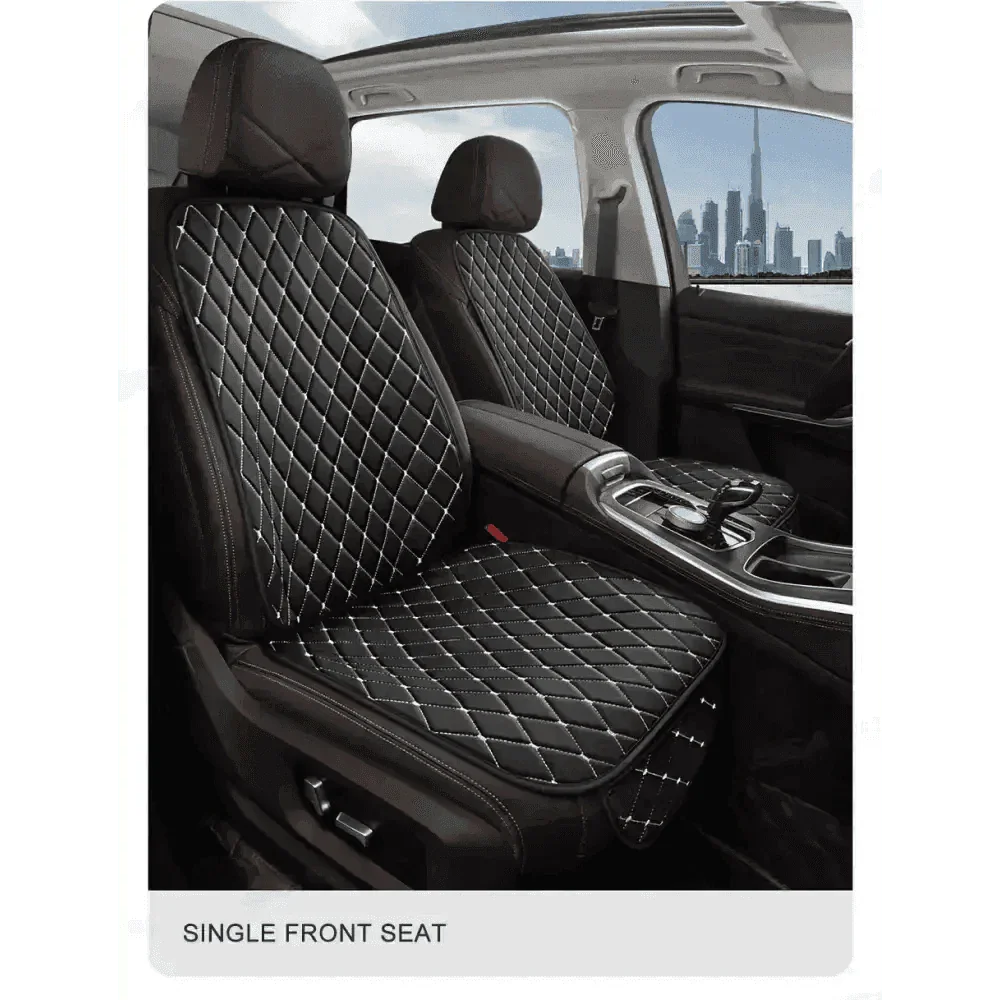 Black Quilted Leather Car Seat Covers - GiFTiFY