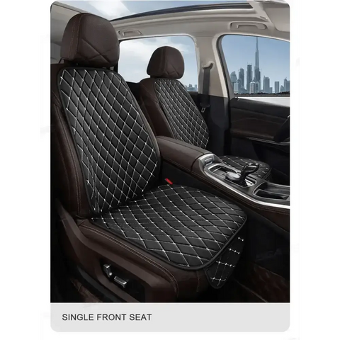 Black Quilted Leather Car Seat Covers - GiFiFY