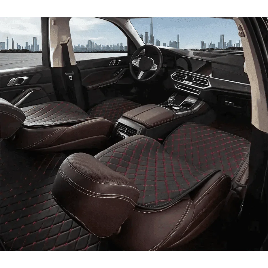 Black Quilted Leather Car Seat Covers - GiFTiFY