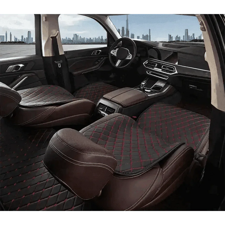 Black Quilted Leather Car Seat Covers - GiFTiFY