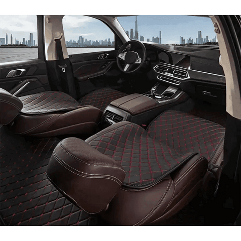 Black Quilted Leather Car Seat Covers - GiFiFY
