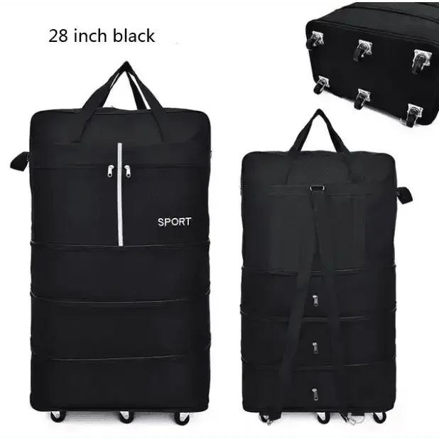 Black Rolling Foldable Luggage Bag Ultimate Travel Companion - GiFTiFY