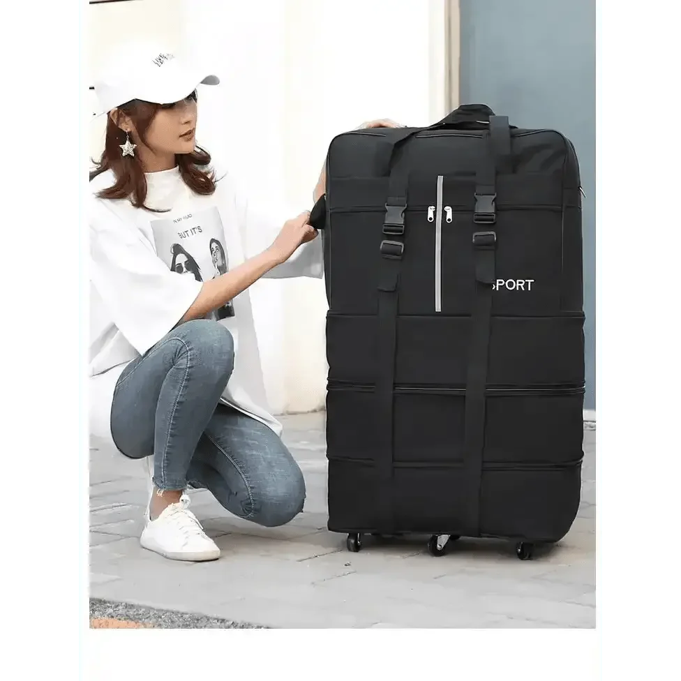 Black Rolling Foldable Luggage Bag Ultimate Travel Companion - GiFTiFY
