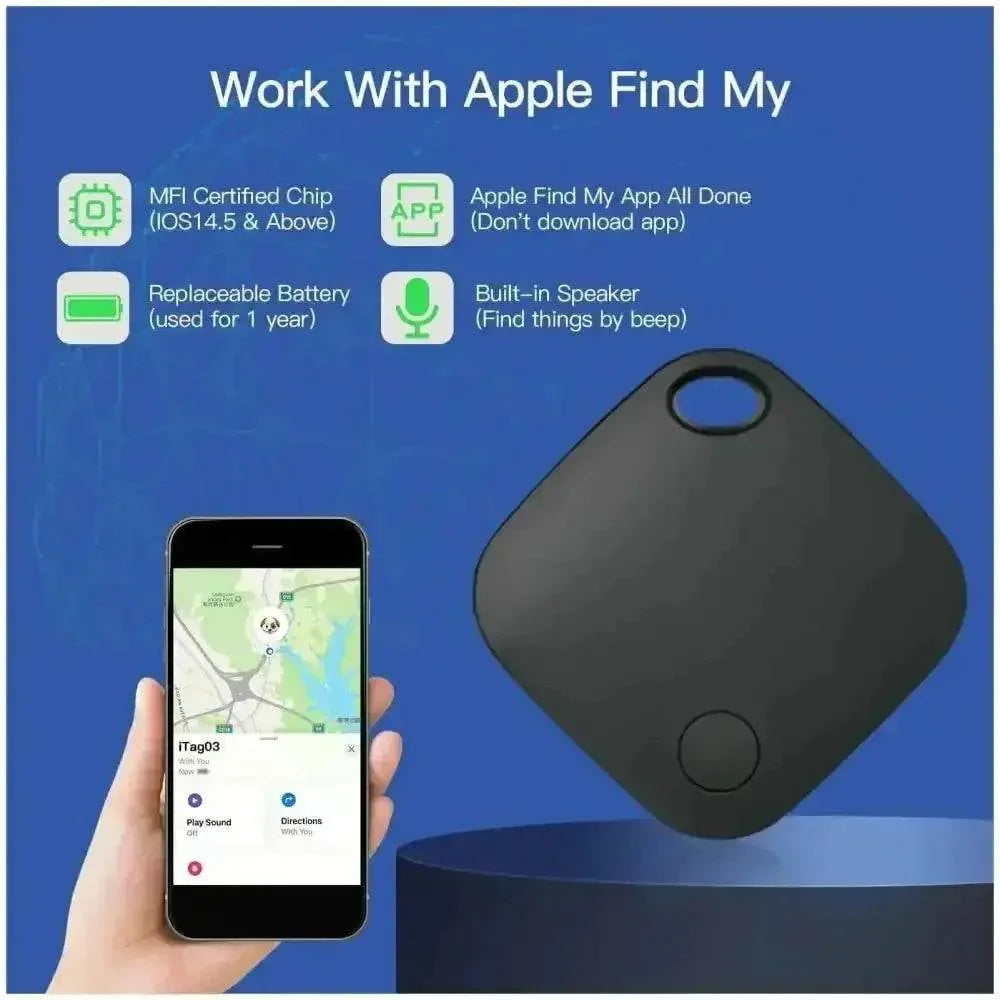 Black Square Bluetooth Long Distance Tracker - GiFTiFY