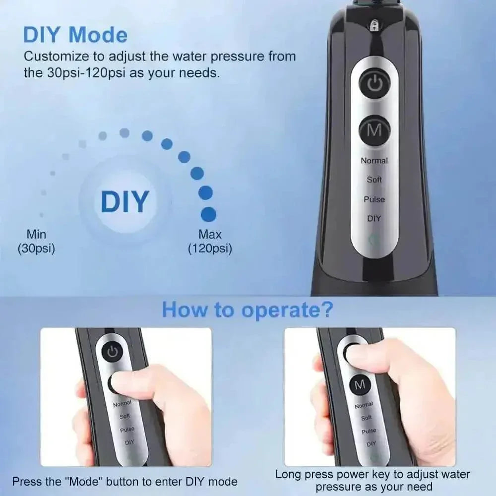 Black USB Rechargeable Dental Water Flosser - GiFTiFY