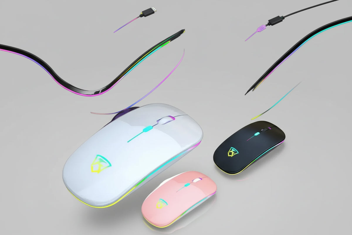 Black USB Rechargeable RGB LED Wireless Mouse Keyboard and Mouse by eboygifts