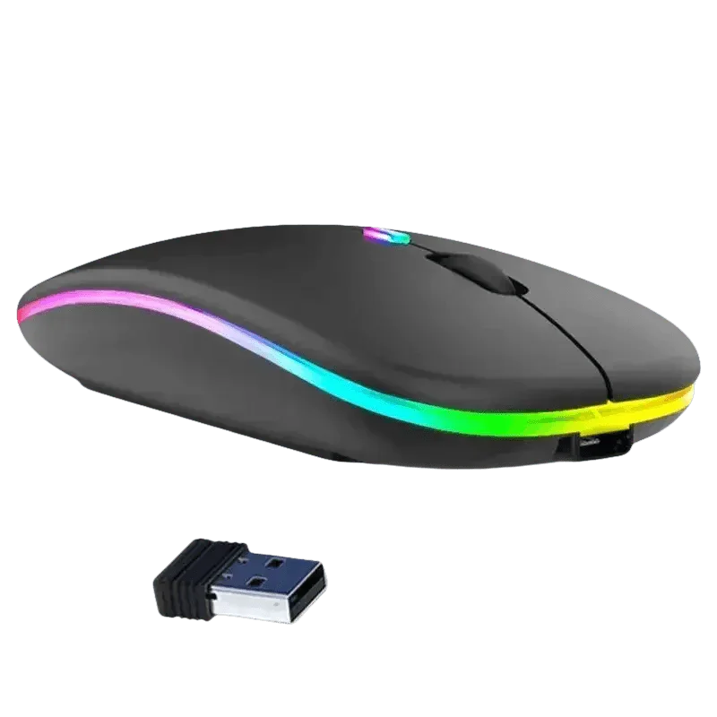 Black USB Rechargeable RGB LED Wireless Mouse - GiFTiFY