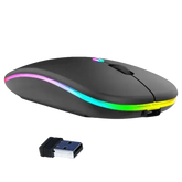 Black USB Rechargeable RGB LED Wireless Mouse - GiFTiFY