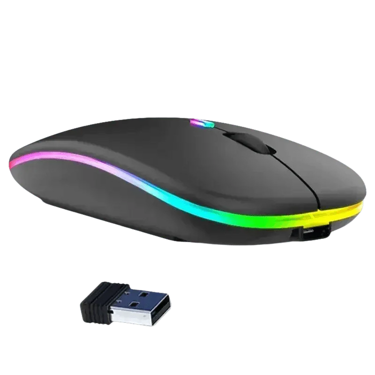 Black USB Rechargeable RGB LED Wireless Mouse - GiFTiFY