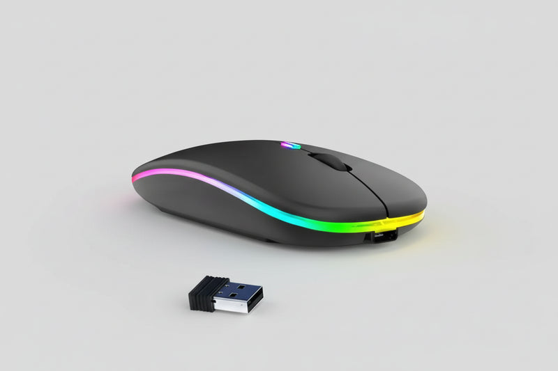 Black USB Rechargeable RGB LED Wireless Mouse Keyboard and Mouse by eboygifts