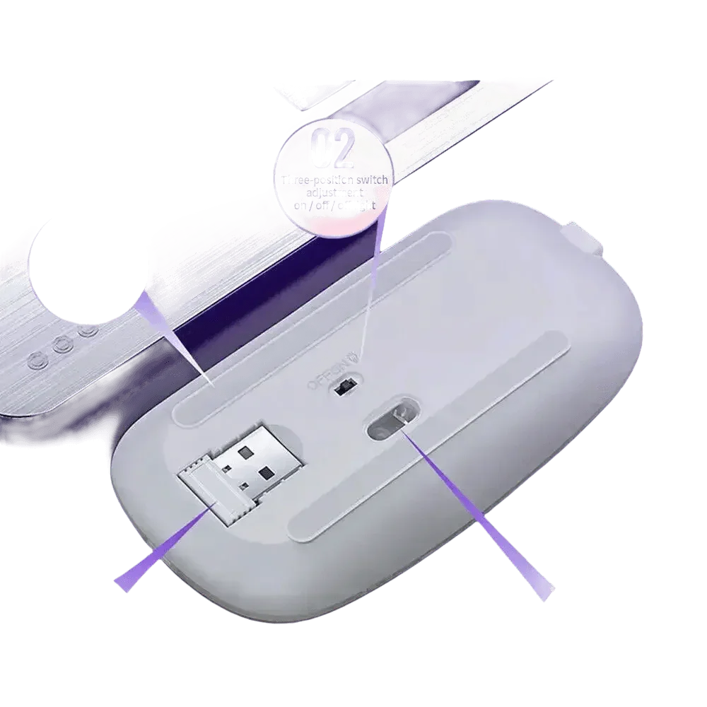 Black USB Rechargeable RGB LED Wireless Mouse - GiFTiFY