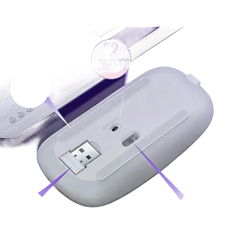 Black USB Rechargeable RGB LED Wireless Mouse - GiFTiFY