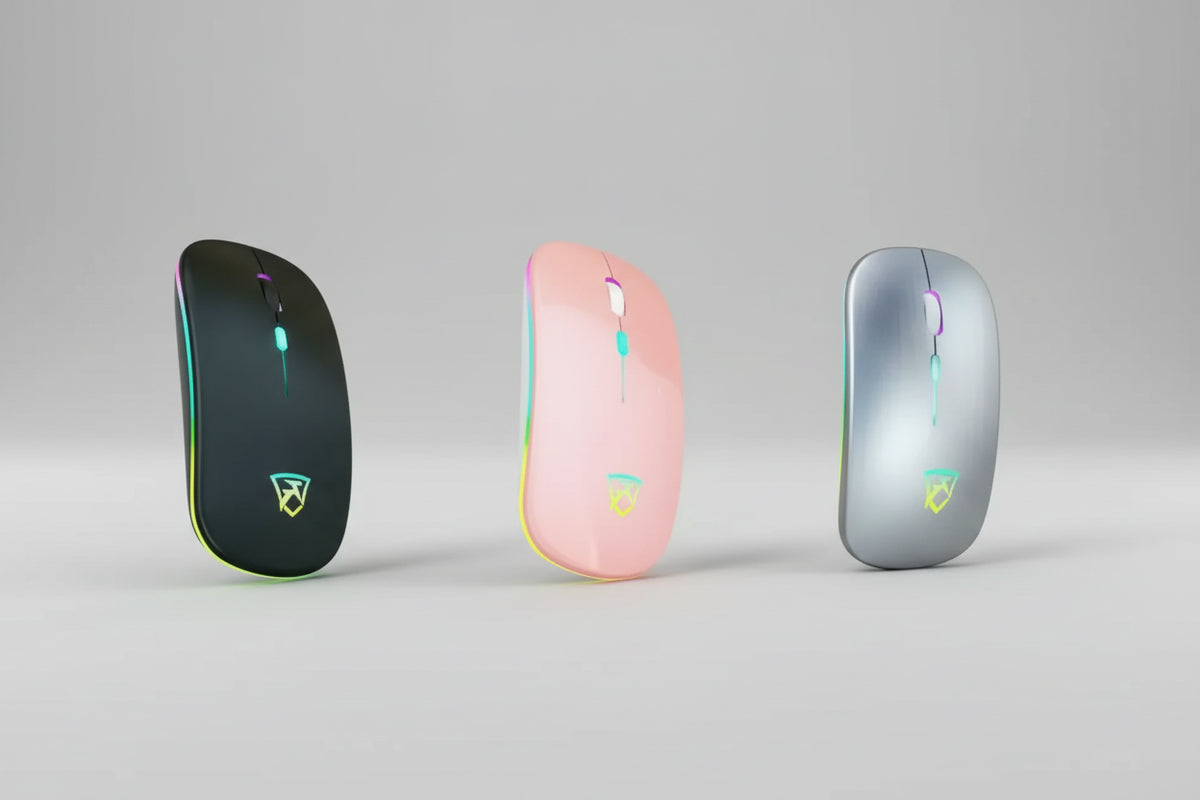 Black USB Rechargeable RGB LED Wireless Mouse Keyboard and Mouse by eboygifts