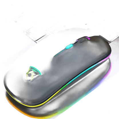 Black USB Rechargeable RGB LED Wireless Mouse - GiFTiFY