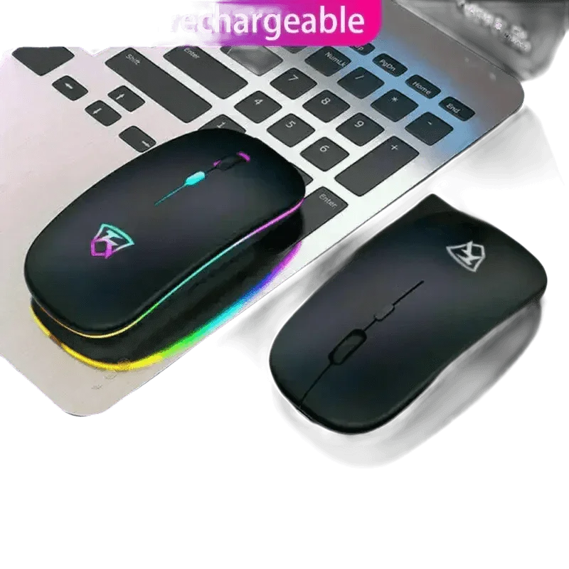 Black USB Rechargeable RGB LED Wireless Mouse - GiFTiFY