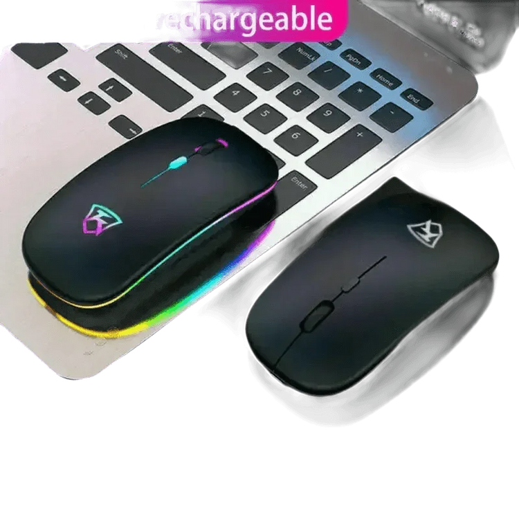 Black USB Rechargeable RGB LED Wireless Mouse - GiFTiFY