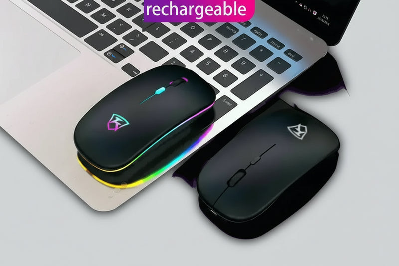 Black USB Rechargeable RGB LED Wireless Mouse Keyboard and Mouse by eboygifts