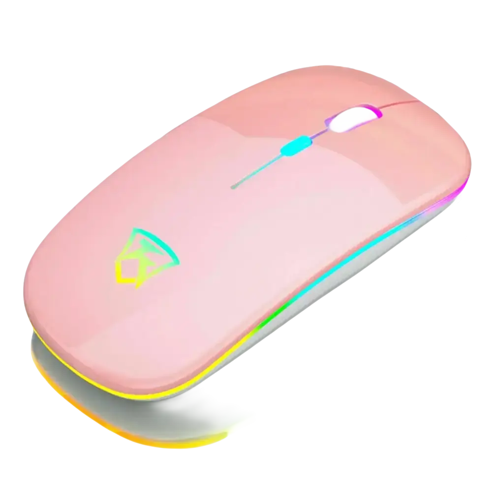 Pink wireless computer mouse.
