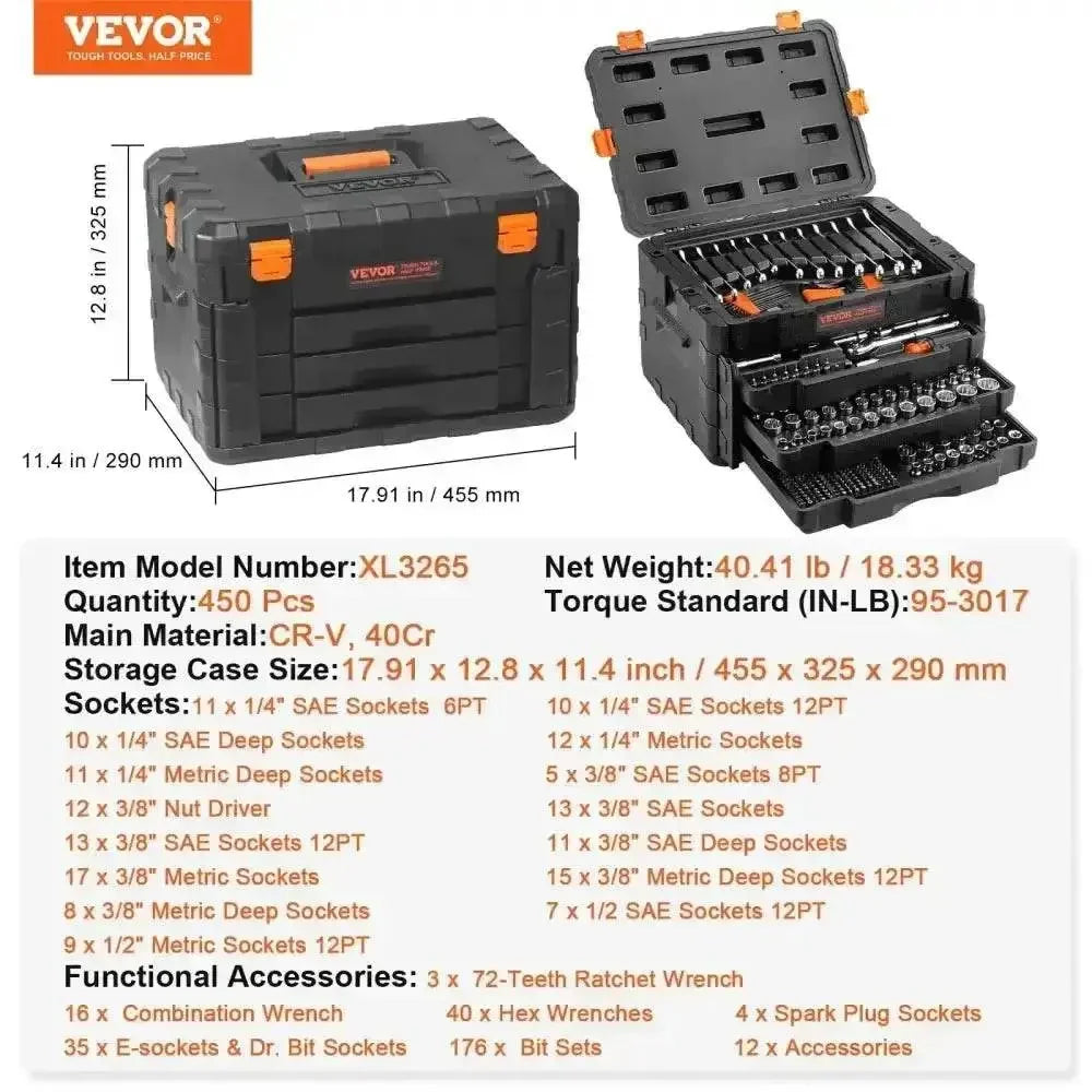 Black Vevor Mechanics Tool Chest Open Drawers Mechanic Tools by DSERS
