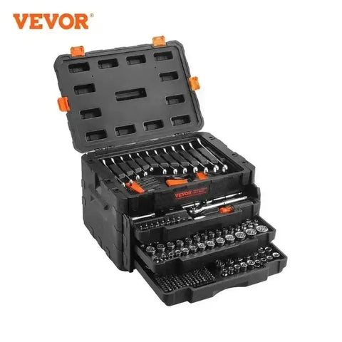 Black Vevor Mechanics Tool Chest Open Drawers - GiFiFY