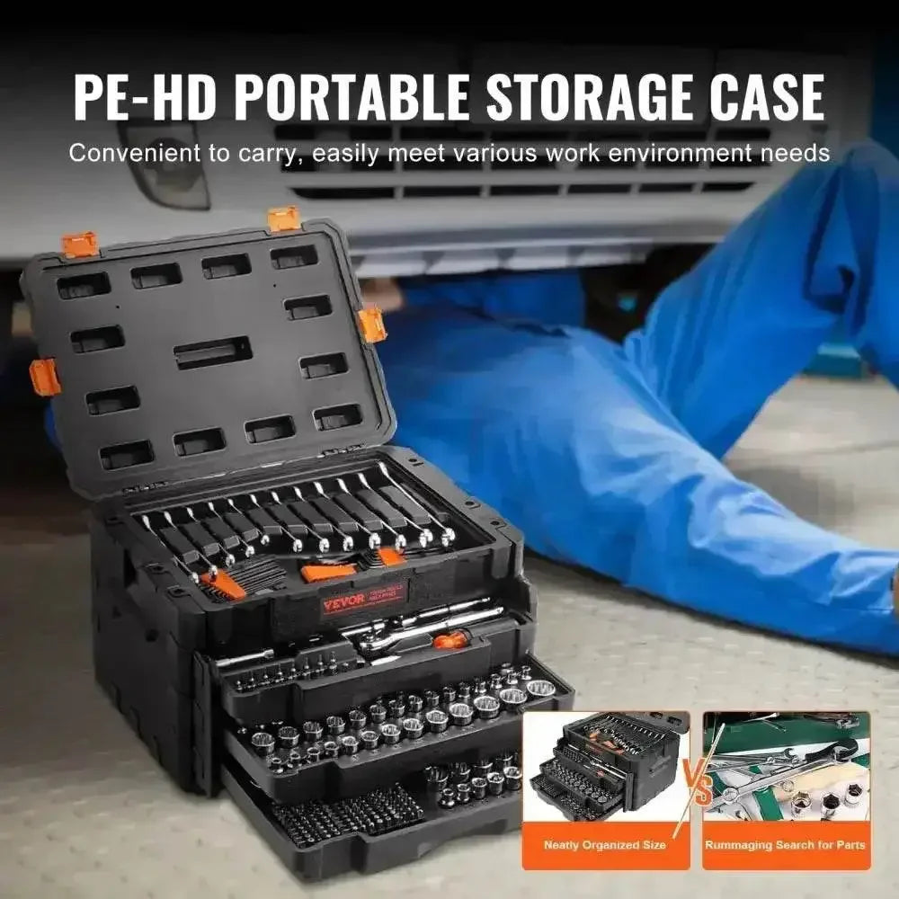 Black Vevor Mechanics Tool Chest Open Drawers - GiFTiFY