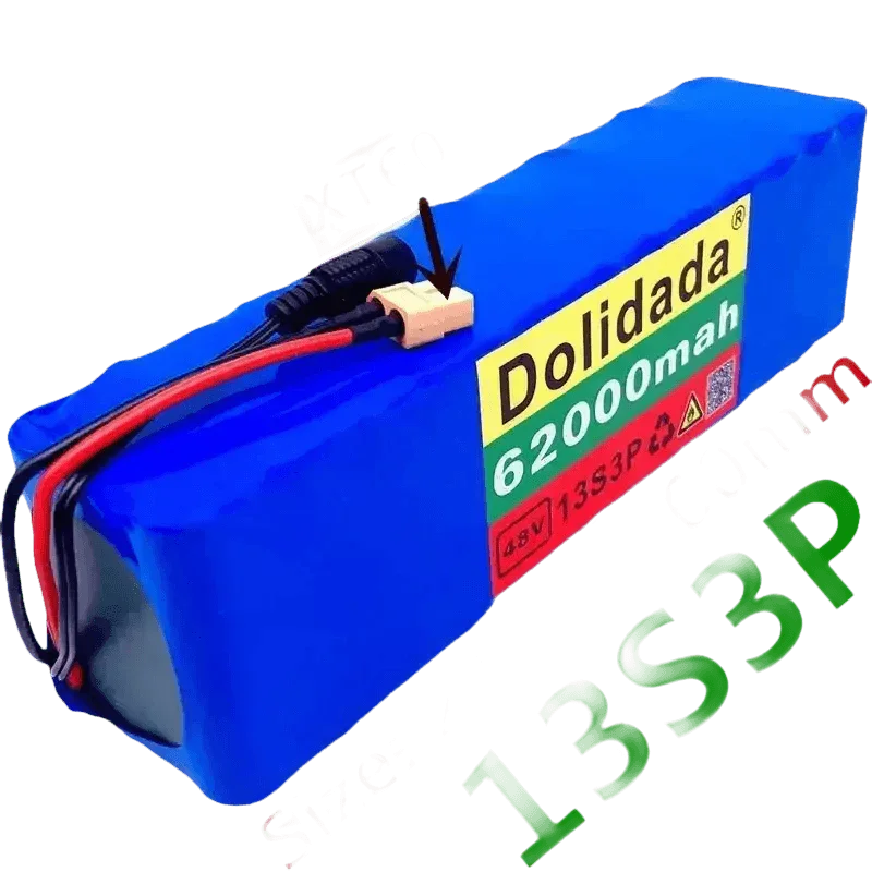 Blue 48V 62Ah Lithium Battery Pack 1000W 13S3P Ebike Battery by 1 Battery Monopoly Store